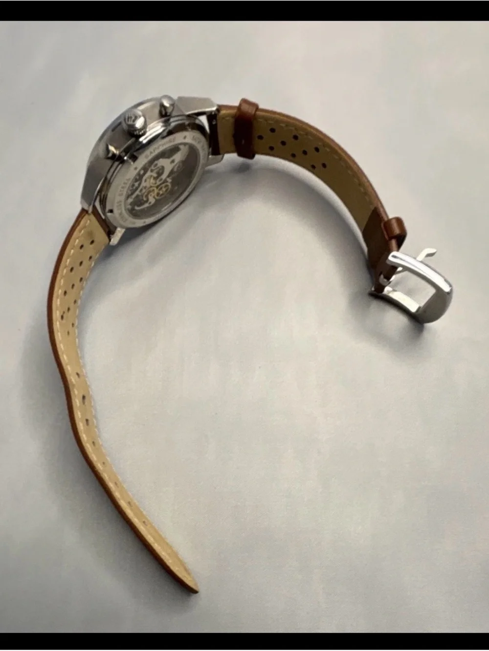 Tophill ST1901 Chronograph Mechanical Watch with Brown Leather Strap